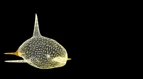 3d rendering of an animal wireframe on a black background Stock Illustration