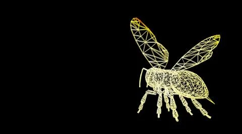 3d rendering of an animal wireframe on a black background Stock Illustration