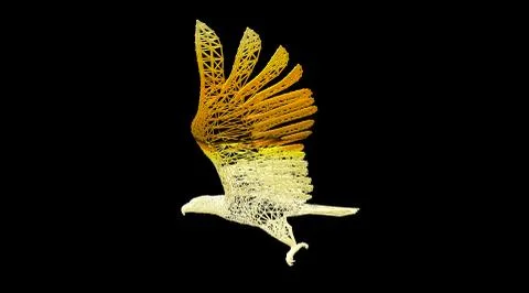 3d rendering of an animal wireframe on a black background Stock Illustration