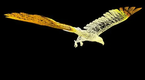 3d rendering of an animal wireframe on a black background Stock Illustration