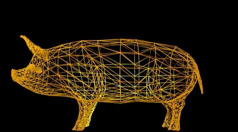 3d rendering of an animal wireframe on a black background Stock Illustration