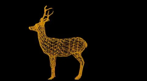 3d rendering of an animal wireframe on a black background Illustrazione stock