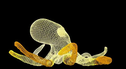 3d rendering of an animal wireframe on a black background Stock Illustration