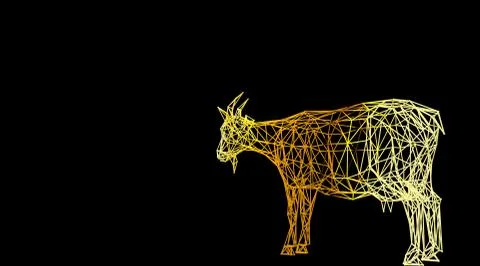 3d rendering of an animal wireframe on a black background Stock Illustration