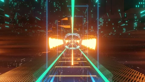 3D rendering animation of an abstract colored cosmic city Stock Footage 167862284