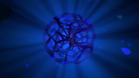 3D rendering animation of abstract luminous sphere with meteorites Video stock 107531507