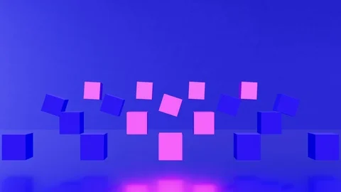 3d rendering animation background abstract loop blue purple cubes geometric. Video stock 115477299