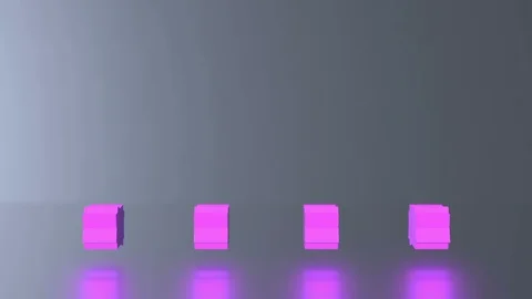 3d rendering animation background abstract loop glow purple cubes geometric. Stock Footage 115477317
