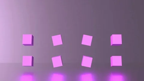 3d rendering animation background abstract loop glow purple cubes geometric. Stock Footage 115691489