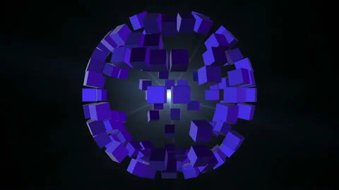 3d rendering animation background abstract loop purple cubes. Stock Footage 130482300