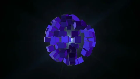 3d rendering animation background abstract loop purple cubes. Stock Footage 130482432