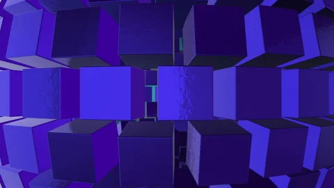 3d rendering animation background abstract loop purple cubes. Stock Footage 130482443