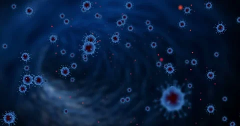 3D rendering animation, blue coronavirus cells covid-19 influenza Video stock 125737554