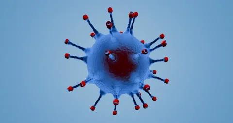 3D rendering animation, blue coronavirus cells covid-19 influenza flowing Stock Footage 132253772