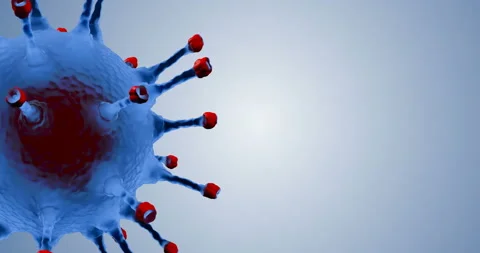3D rendering animation, blue coronavirus cells covid-19 influenza flowing Video stock 132254251