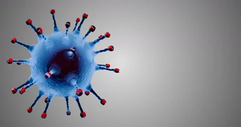 3D rendering animation, blue coronavirus cells covid-19 influenza flowing Stock Footage 132254724