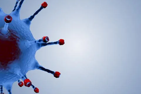 3D rendering animation, blue coronavirus cells covid-19 influenza flowing Иллюстрация
