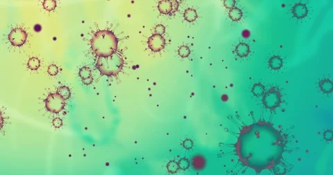 3D rendering animation, coronavirus cells covid-19 influenza flowing on color Video stock 126089745