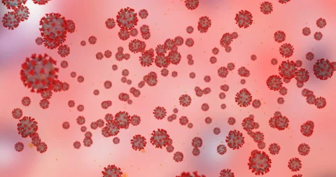 3D rendering animation, coronavirus cells covid-19 influenza flowing Video stock 132253383