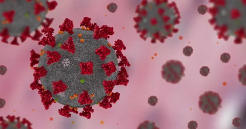 3D rendering animation, coronavirus cells covid-19 influenza flowing Video stock 132256045