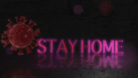3d rendering animation of covid 19 coronavirus campaign, stay home stay safe. Stock Footage 129179404