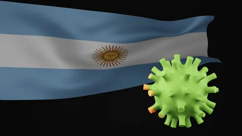 3d rendering animation the disappearance of the covid virus of Argentina flag Stock Footage 170573216