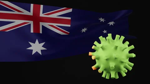 3d rendering animation the disappearance of the covid virus of Australia flag Stock Footage 170573221