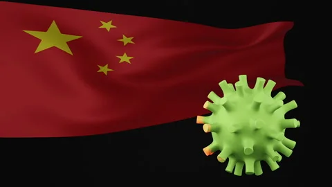 3d rendering animation the disappearance of the covid virus of China flag Stock Footage 170573414