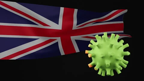 3d rendering animation the disappearance of the covid virus of England flag Stock Footage 170573728