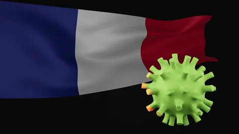 3d rendering animation the disappearance of the covid virus of France flag Stock Footage 170573929