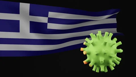 3d rendering animation the disappearance of the covid virus of Greece flag Stock Footage 170573939