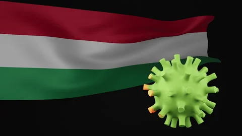 3d rendering animation the disappearance of the covid virus of Hungary flag Stock Footage 170574025