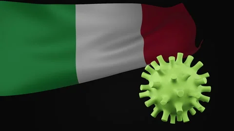 3d rendering animation the disappearance of the covid virus of Italy flag Stock Footage 170574146