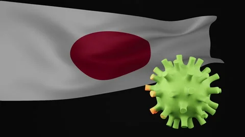 3d rendering animation the disappearance of the covid virus of Japan flag Stock Footage 170574531