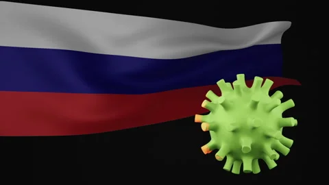 3d rendering animation the disappearance of the covid virus of Russia flag Stock Footage 170574594