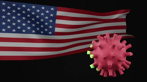 3d rendering animation the disappearance of the covid virus of USA flag Stock Footage 170575096
