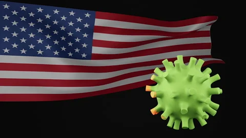 3d rendering animation the disappearance of the covid virus of USA flag Stock Footage 170575100