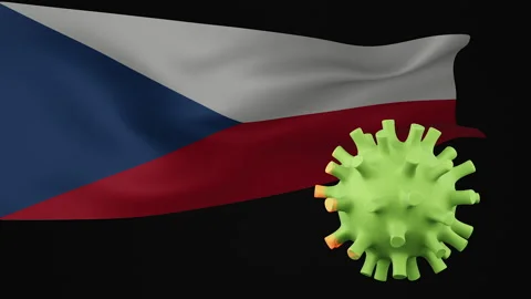 3d rendering animation the disappearance of the covid virus of Czech flag Stock Footage 170744694