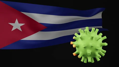 3d rendering animation the disappearance of the covid virus of Cuba flag Stock Footage 170744696