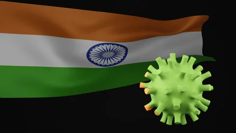 3d rendering animation the disappearance of the covid virus of India flag Stock Footage 170744698