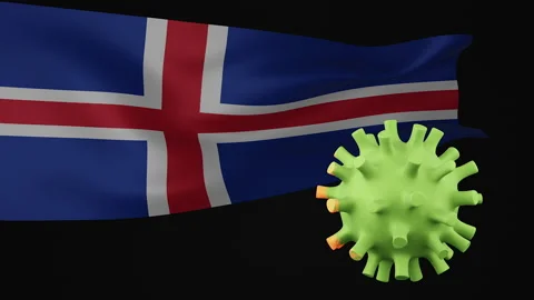 3d rendering animation the disappearance of the covid virus of Iceland flag Stock Footage 170744701