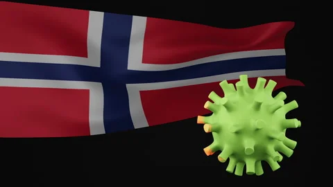 3d rendering animation the disappearance of the covid virus of Norway flag Stock Footage 170744778