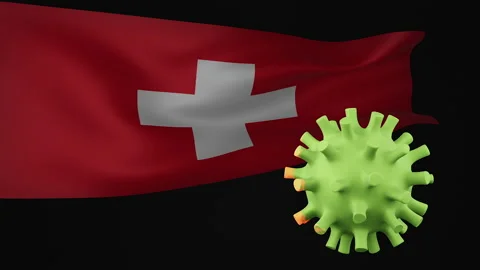 3d rendering animation the disappearance of the covid virus of Swiss flag Stock Footage 170744781