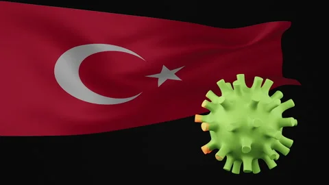 3d rendering animation the disappearance of the covid virus of Turkey flag Stock Footage 170744784