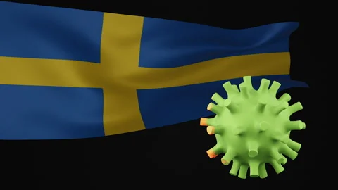 3d rendering animation the disappearance of the covid virus of Sweden flag Stock Footage 170744785