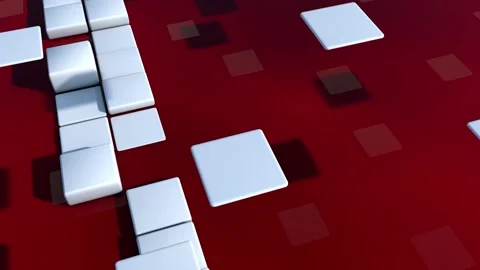3D rendering. Animation with floating white cubes and planes.Business and Stock Footage 130872268