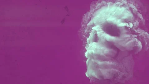 3d rendering animation of a human skull formed by swirling blue smoke 4K Stock Footage 282741507