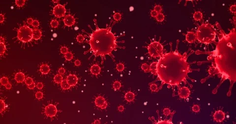 3D rendering animation, red coronavirus cells covid-19 influenza flowing Видео 126143907