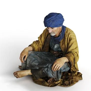 3D rendering of an Arab man with keffiyeh on a white background Illustrazione stock