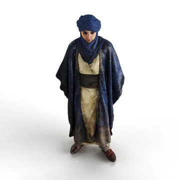 3D rendering of an Arab man with keffiyeh on a white background Illustrazione stock